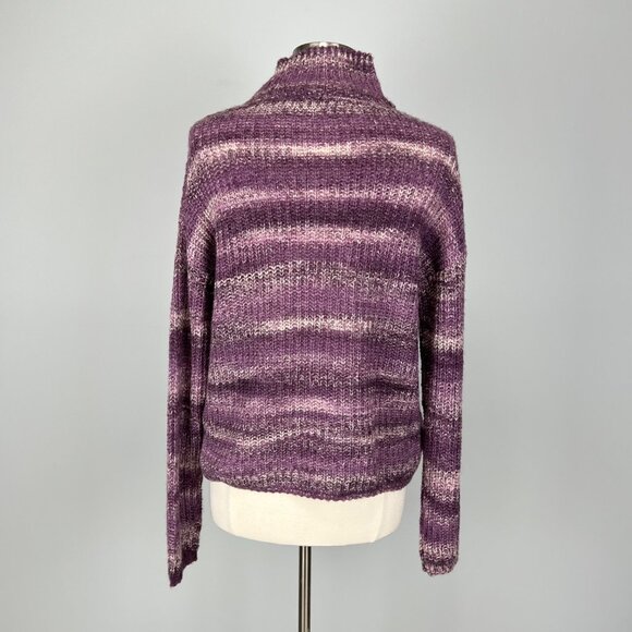 Calvin Klein Womens Mock Neck Sweater Purple Marled Knit Oversized Fit size S - Picture 6 of 13